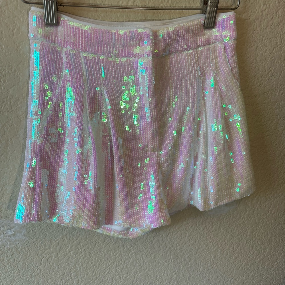 Sequin White Shorts. 12th Tribe. Size S